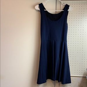 Aqua Navy Zipper Detail Dress Fit and Flare